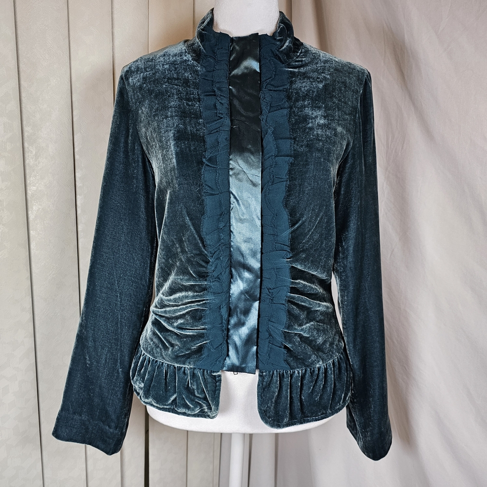 Vintage Sheri Bodell Velvet Jacket‎ Teal Size Small